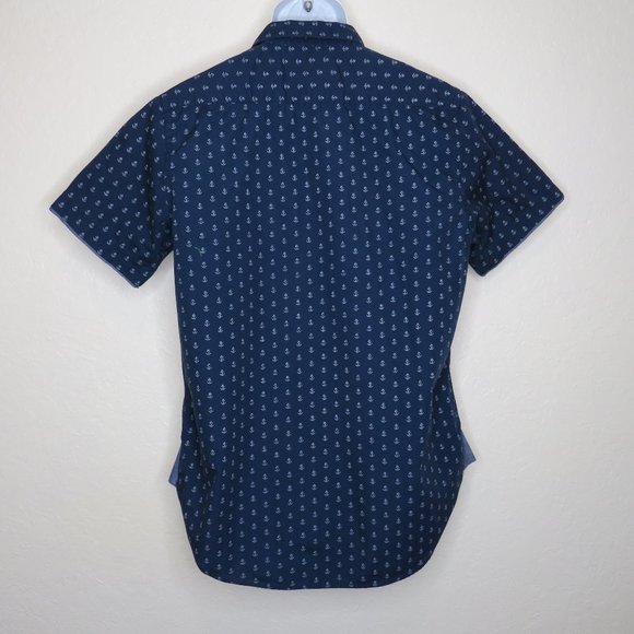 Akrux* Men's Short Sleeve Button Down Curved Hem Chest Pocket Shirt~ Size Large - Picture 2 of 11